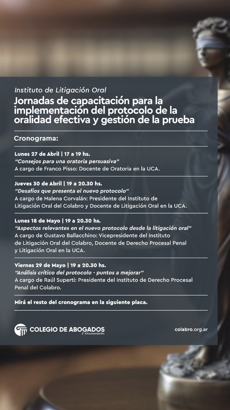 Jornadas de capacitación para la implementación del protocolo de la oralidad efectiva y gestión de la prueba 